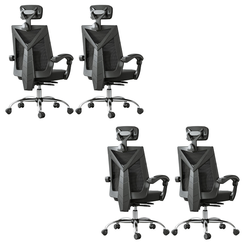 Modern Height Adjustable Office Chair Mesh Black Desk Chair for Office 4 Piece Set Steel Linkage Arms Clearhalo 'furn' 'furn_office_chair' 'Furniture' 'Office Chairs' 'Office Furniture' 'office_chair' 7569833