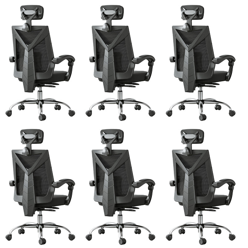 Modern Height Adjustable Office Chair Mesh Black Desk Chair for Office 6 Piece Set Steel Linkage Arms Clearhalo 'furn' 'furn_office_chair' 'Furniture' 'Office Chairs' 'Office Furniture' 'office_chair' 7569834