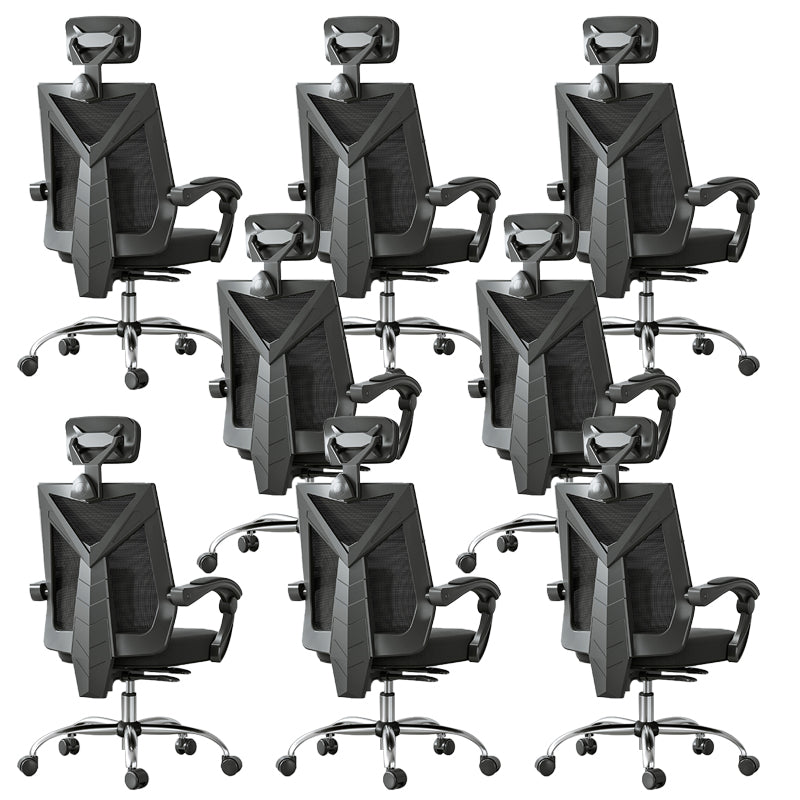 Modern Height Adjustable Office Chair Mesh Black Desk Chair for Office 8 Piece Set Steel Linkage Arms Clearhalo 'furn' 'furn_office_chair' 'Furniture' 'Office Chairs' 'Office Furniture' 'office_chair' 7569835