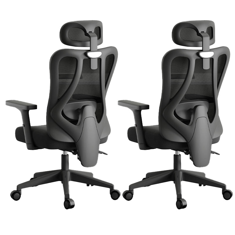 Modern Height Adjustable Office Chair Mesh Black Desk Chair for Office 2 Piece Set Nylon Height-Adjustable Arms Clearhalo 'furn' 'furn_office_chair' 'Furniture' 'Office Chairs' 'Office Furniture' 'office_chair' 7569837