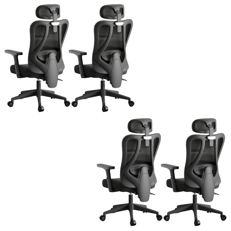 Modern Height Adjustable Office Chair Mesh Black Desk Chair for Office 4 Piece Set Nylon Height-Adjustable Arms Clearhalo 'furn' 'furn_office_chair' 'Furniture' 'Office Chairs' 'Office Furniture' 'office_chair' 7569838