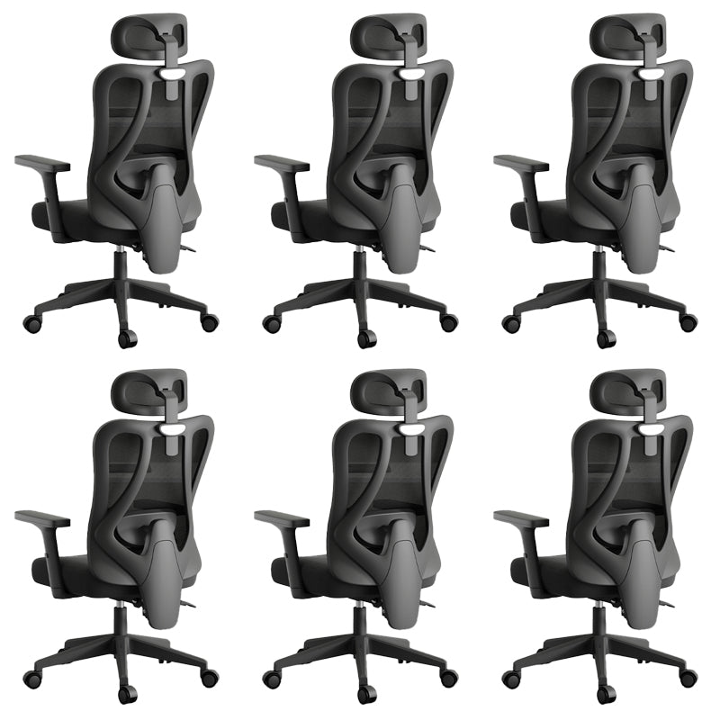 Modern Height Adjustable Office Chair Mesh Black Desk Chair for Office 6 Piece Set Nylon Height-Adjustable Arms Clearhalo 'furn' 'furn_office_chair' 'Furniture' 'Office Chairs' 'Office Furniture' 'office_chair' 7569839