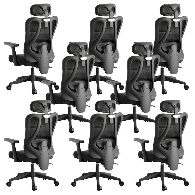 Modern Height Adjustable Office Chair Mesh Black Desk Chair for Office 8 Piece Set Nylon Height-Adjustable Arms Clearhalo 'furn' 'furn_office_chair' 'Furniture' 'Office Chairs' 'Office Furniture' 'office_chair' 7569840