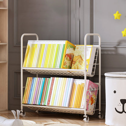 Standard Open Back Bookshelf Metal Metal White Contemporary Bookcase 27.2"L x 10.4"W x 30.7"H Clearhalo 'Bookcases' 'furn' 'furn_bookcases' 'Furniture' 'Office Furniture' 7569874