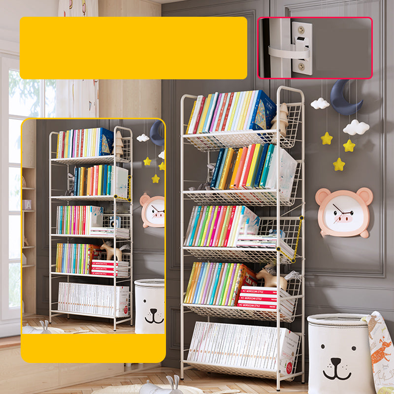Standard Open Back Bookshelf Metal Metal White Contemporary Bookcase 27.6"L x 11.8"W x 67.7"H Clearhalo 'Bookcases' 'furn' 'furn_bookcases' 'Furniture' 'Office Furniture' 7569879
