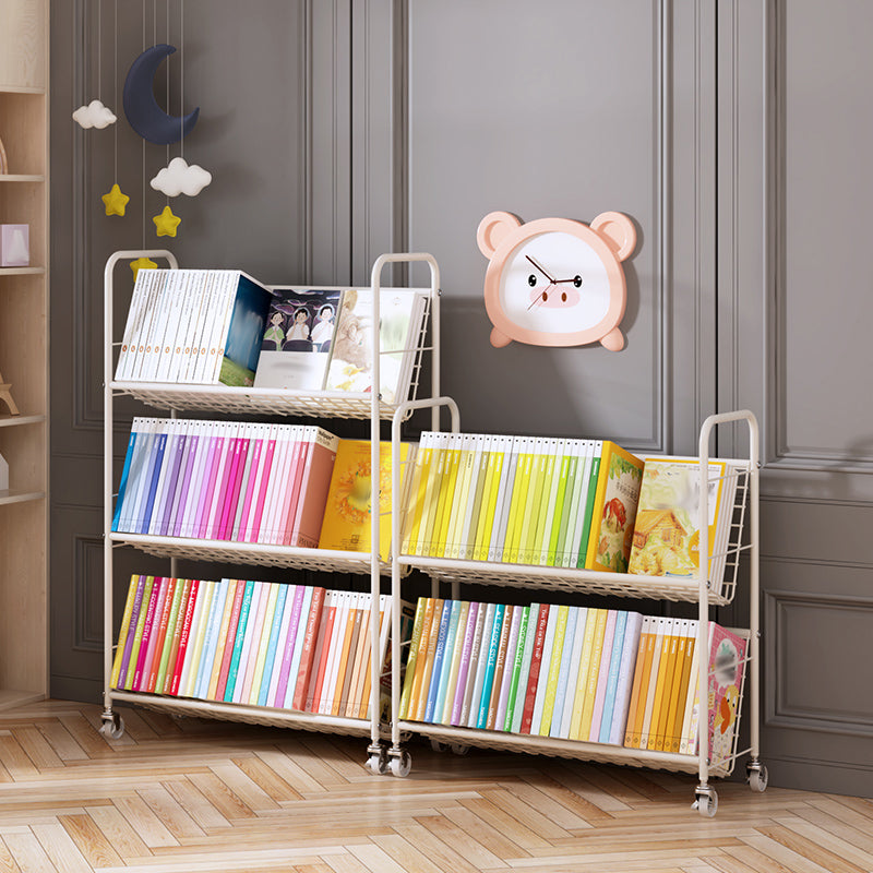 Standard Open Back Bookshelf Metal Metal White Contemporary Bookcase Clearhalo 'Bookcases' 'furn' 'furn_bookcases' 'Furniture' 'Office Furniture' 7569880