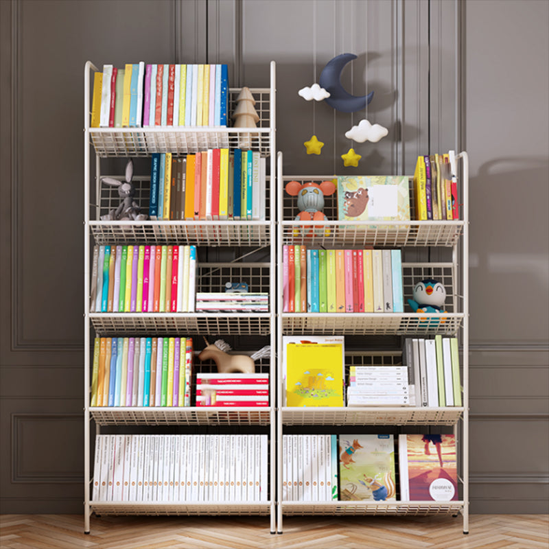 Standard Open Back Bookshelf Metal Metal White Contemporary Bookcase Clearhalo 'Bookcases' 'furn' 'furn_bookcases' 'Furniture' 'Office Furniture' 7569885