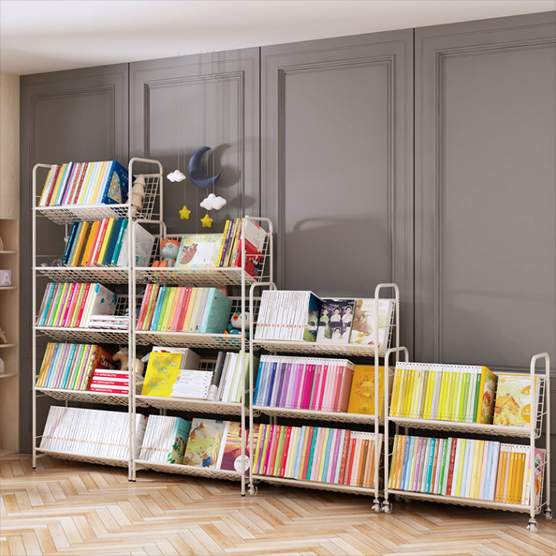 Standard Open Back Bookshelf Metal Metal White Contemporary Bookcase Clearhalo 'Bookcases' 'furn' 'furn_bookcases' 'Furniture' 'Office Furniture' 7569886