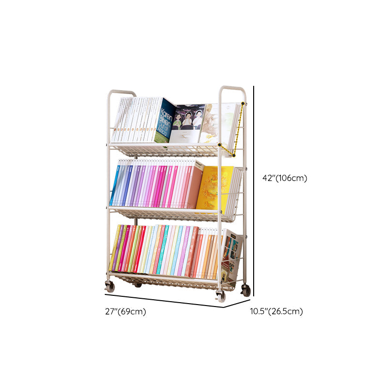Standard Open Back Bookshelf Metal Metal White Contemporary Bookcase Clearhalo 'Bookcases' 'furn' 'furn_bookcases' 'Furniture' 'Office Furniture' 7569890