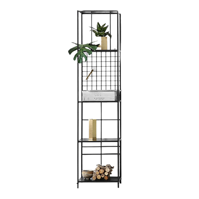 Glam Open Back Bookcase Standard Metal Bookshelf with Shelves 12"L x 12"W x 57"H Black Clearhalo 'Bookcases' 'furn' 'furn_bookcases' 'Furniture' 'Office Furniture' 7569963