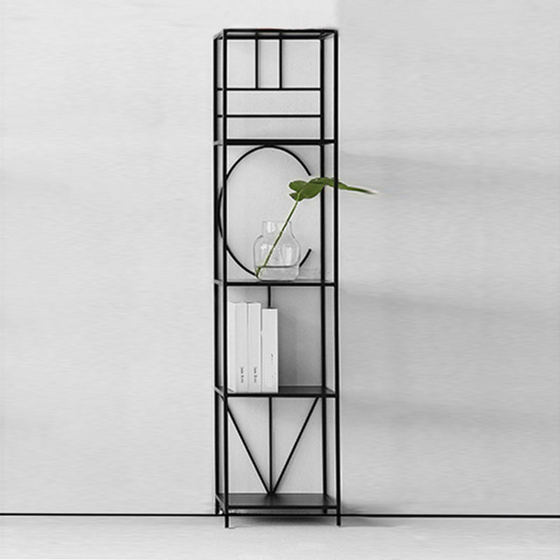 Glam Open Back Bookcase Standard Metal Bookshelf with Shelves 12"L x 12"W x 57"H Matte Black Clearhalo 'Bookcases' 'furn' 'furn_bookcases' 'Furniture' 'Office Furniture' 7569964