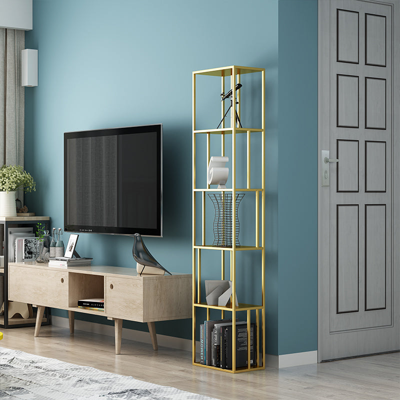 Glam Open Back Bookcase Standard Metal Bookshelf with Shelves Clearhalo 'Bookcases' 'furn' 'furn_bookcases' 'Furniture' 'Office Furniture' 7569965