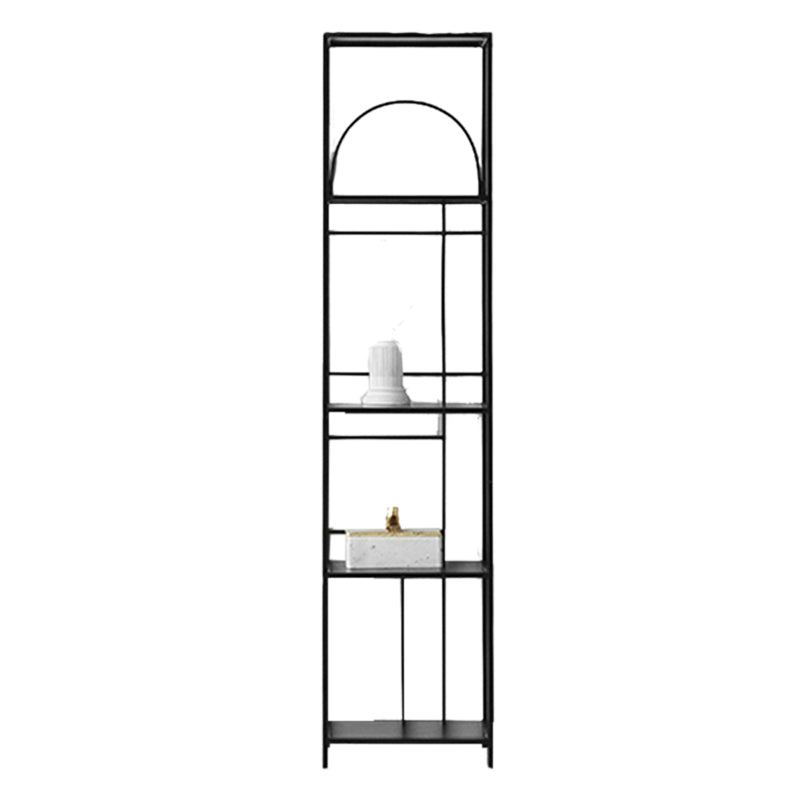 Glam Open Back Bookcase Standard Metal Bookshelf with Shelves 12"L x 12"W x 57"H Gloss Black Clearhalo 'Bookcases' 'furn' 'furn_bookcases' 'Furniture' 'Office Furniture' 7569968
