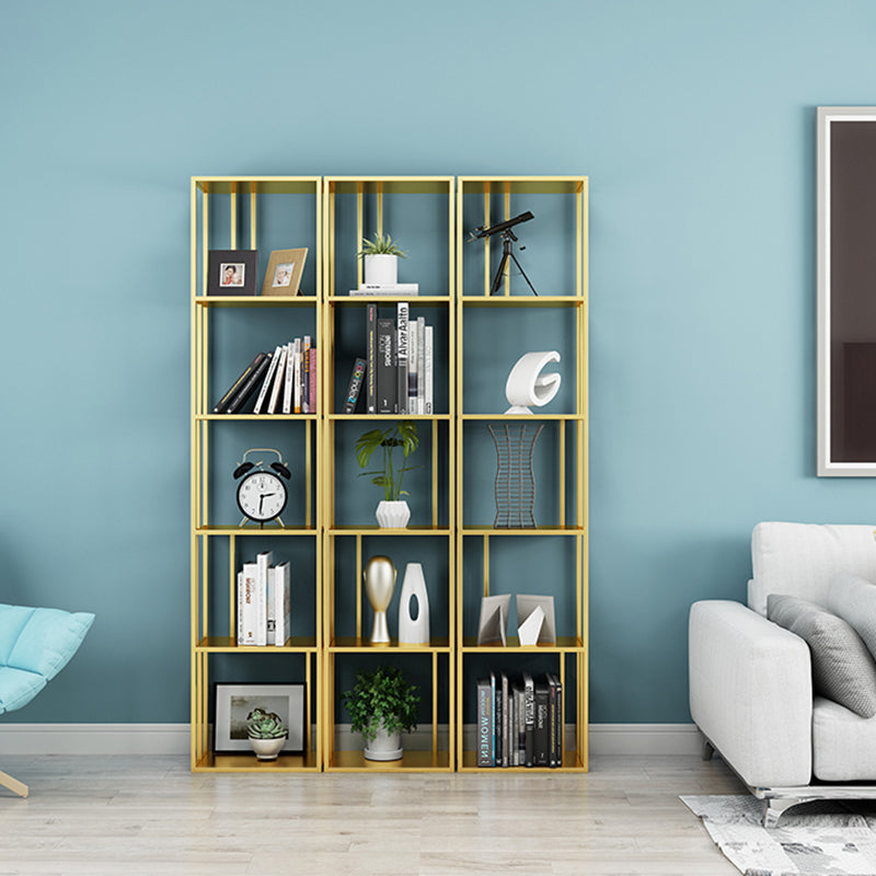Glam Open Back Bookcase Standard Metal Bookshelf with Shelves Clearhalo 'Bookcases' 'furn' 'furn_bookcases' 'Furniture' 'Office Furniture' 7569981