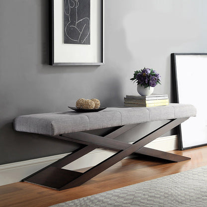 Glam Rectangle Seating Bench Cushioned Bedroom Bench with Metal Base