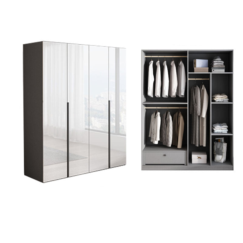 Dormitorio Gabinete de vestuario de madera Armario moderno con suaves puertas cerradas