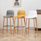 Contemporary Plastic Armless Bar Stools with Solid Wood Base