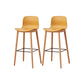 Contemporary Plastic Armless Bar Stools with Solid Wood Base