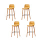 Contemporary Plastic Armless Bar Stools with Solid Wood Base