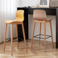 Contemporary Plastic Armless Bar Stools with Solid Wood Base