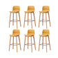 Contemporary Plastic Armless Bar Stools with Solid Wood Base