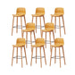 Contemporary Plastic Armless Bar Stools with Solid Wood Base