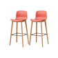 Contemporary Plastic Armless Bar Stools with Solid Wood Base