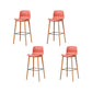 Contemporary Plastic Armless Bar Stools with Solid Wood Base