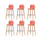 Contemporary Plastic Armless Bar Stools with Solid Wood Base