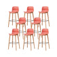 Contemporary Plastic Armless Bar Stools with Solid Wood Base