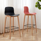 Contemporary Plastic Armless Bar Stools with Solid Wood Base