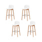 Contemporary Plastic Armless Bar Stools with Solid Wood Base