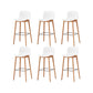 Contemporary Plastic Armless Bar Stools with Solid Wood Base