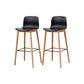 Contemporary Plastic Armless Bar Stools with Solid Wood Base