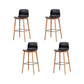 Contemporary Plastic Armless Bar Stools with Solid Wood Base