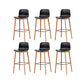 Contemporary Plastic Armless Bar Stools with Solid Wood Base
