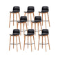 Contemporary Plastic Armless Bar Stools with Solid Wood Base