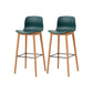 Contemporary Plastic Armless Bar Stools with Solid Wood Base