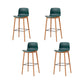 Contemporary Plastic Armless Bar Stools with Solid Wood Base