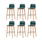 Contemporary Plastic Armless Bar Stools with Solid Wood Base