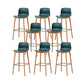 Contemporary Plastic Armless Bar Stools with Solid Wood Base