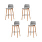 Contemporary Plastic Armless Bar Stools with Solid Wood Base