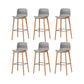 Contemporary Plastic Armless Bar Stools with Solid Wood Base