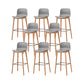 Contemporary Plastic Armless Bar Stools with Solid Wood Base