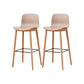 Contemporary Plastic Armless Bar Stools with Solid Wood Base