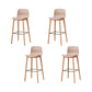 Contemporary Plastic Armless Bar Stools with Solid Wood Base