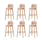 Contemporary Plastic Armless Bar Stools with Solid Wood Base