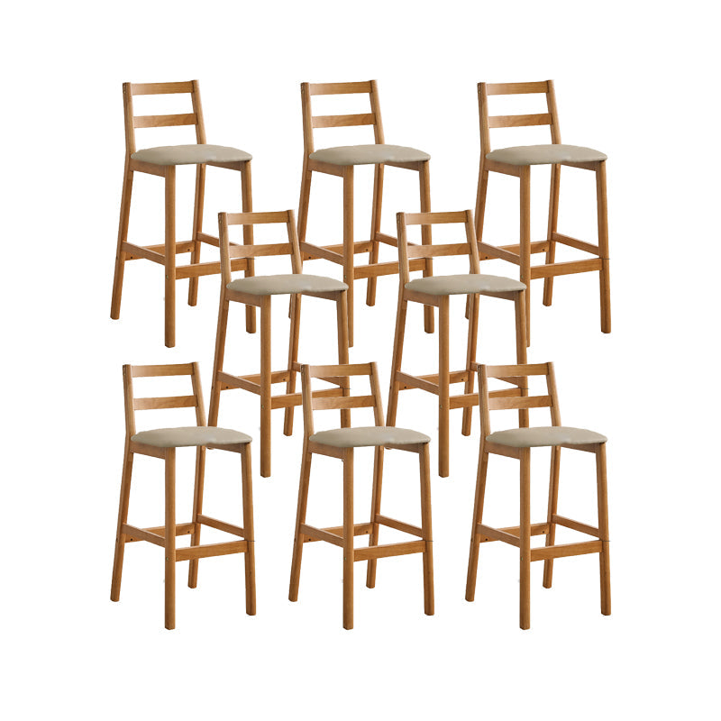 Contemporary Upholstered Armless Bar Stool with Solid Wood Base
