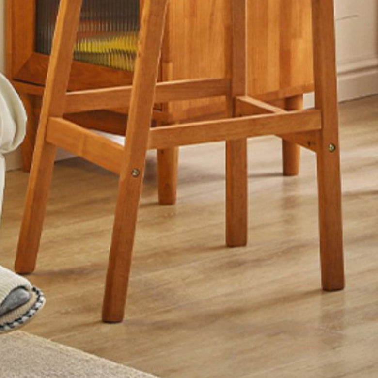 Contemporary Upholstered Armless Bar Stool with Solid Wood Base