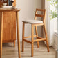 Contemporary Upholstered Armless Bar Stool with Solid Wood Base